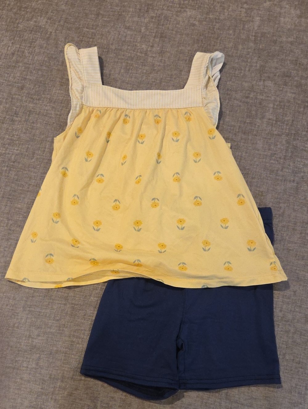 Yellow Floral Tank Top and Navy Shorts Set - Extremely Soft!